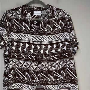 Alfred Dunner Brown and White Patterned Blouse